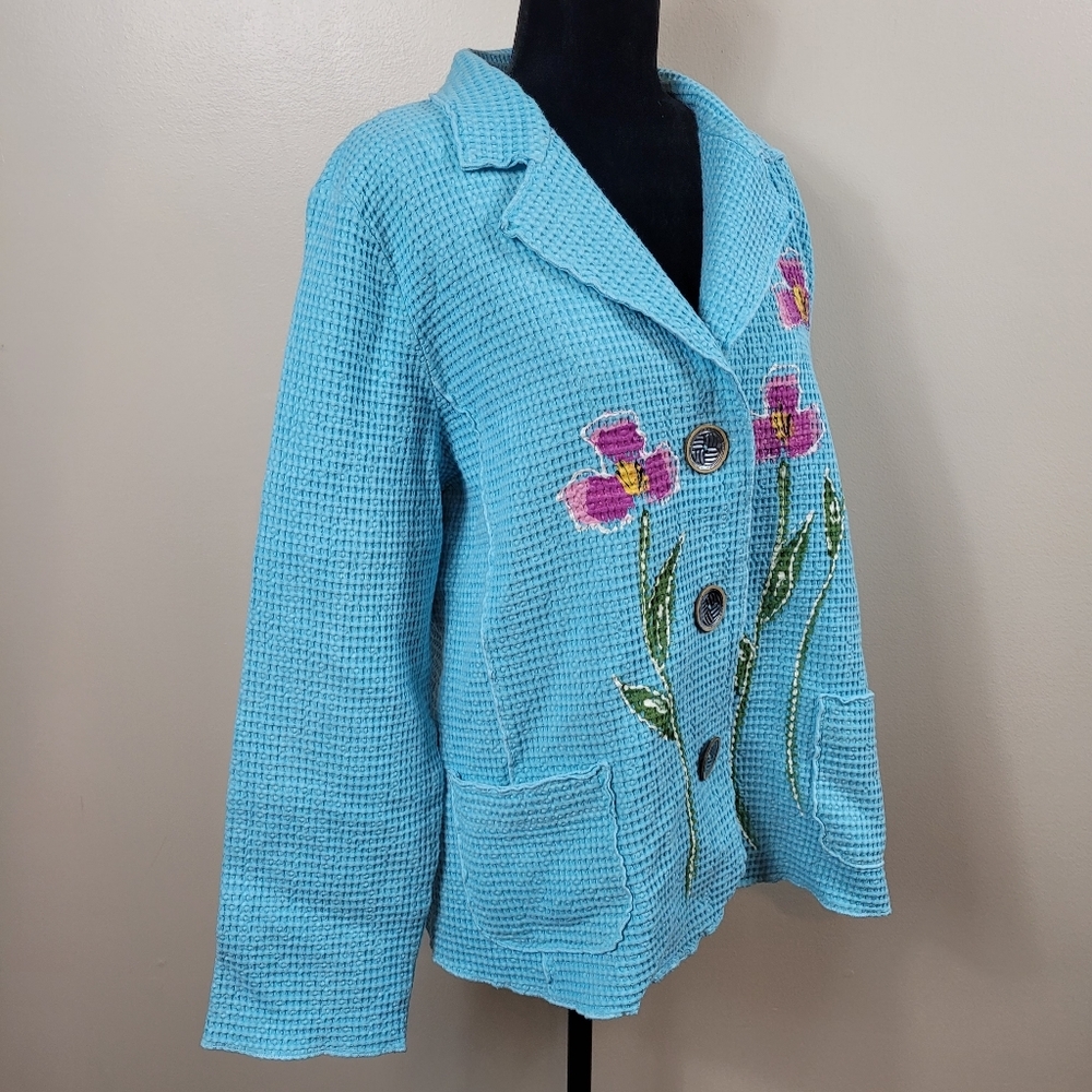 Victoria focus hand painted floral cardigan made in usa size Large